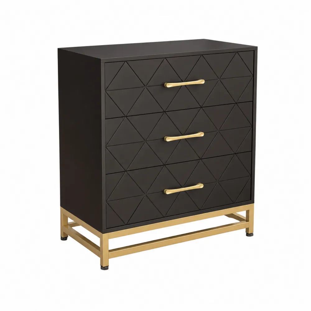 Cassettiera in legno MDF e metallo con 3 cassetti