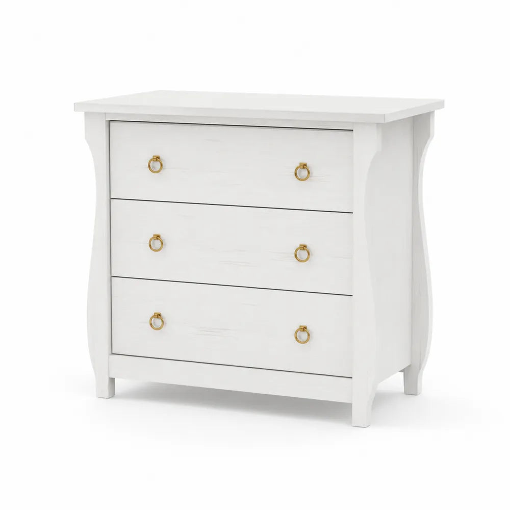 Cassettiera in Legno Verniciato Bianco a 3 Cassetti