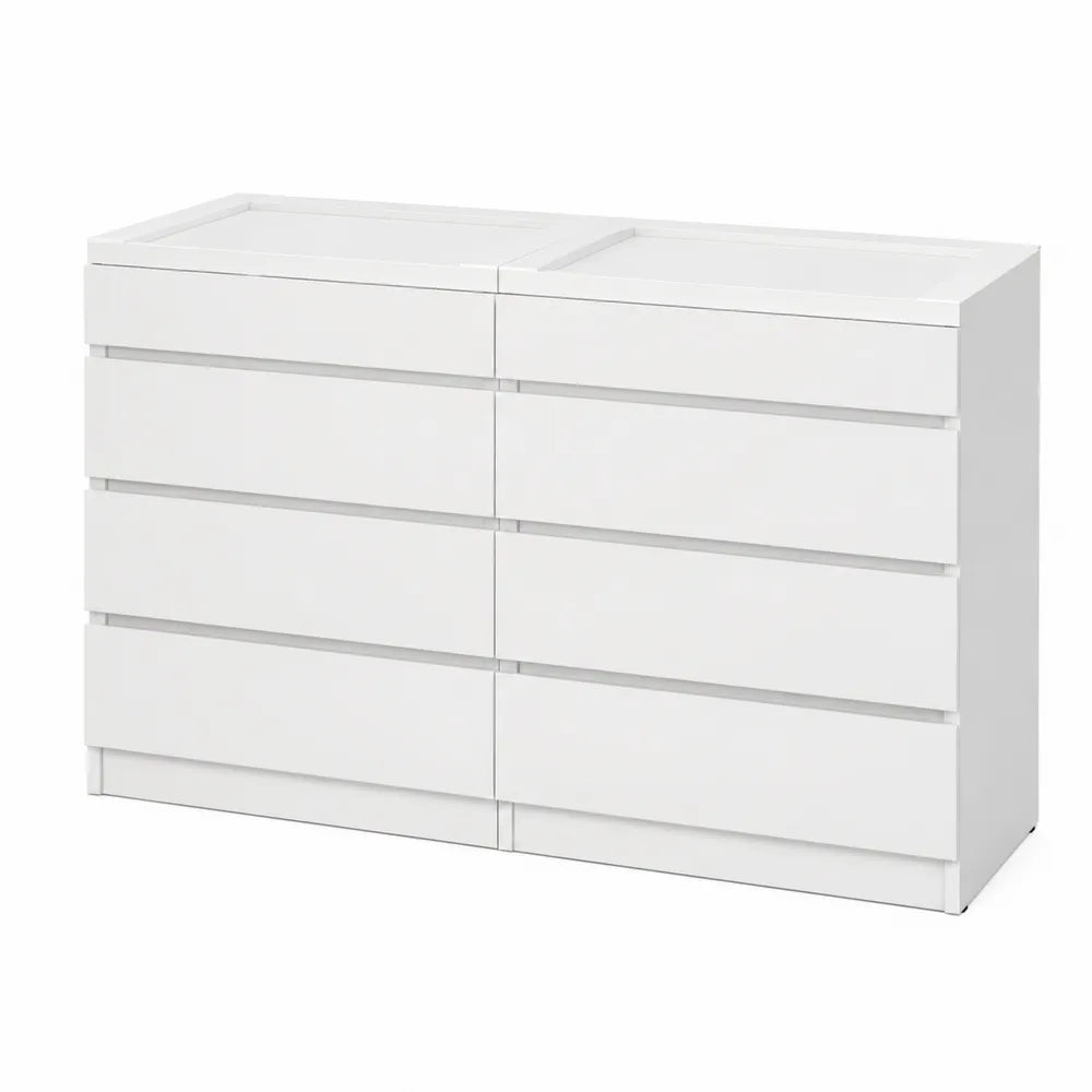 Cassettiera a 8 cassetti in MDF bianco