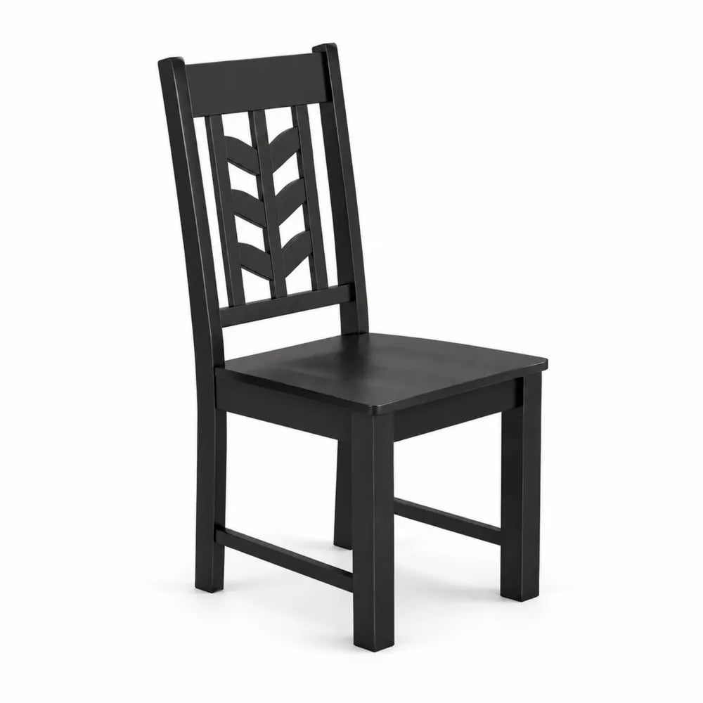 Sedia in legno nero con schienale decorato