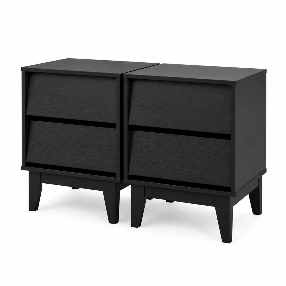 Set di 2 comodini in legno con 2 cassetti nero
