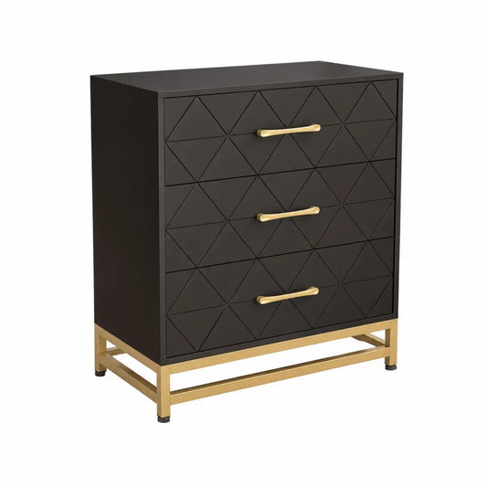 Cassettiera in legno MDF e metallo con 3 cassetti