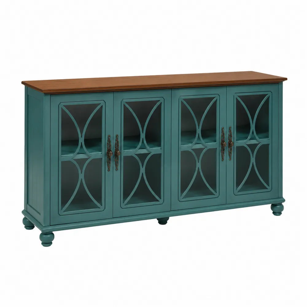Credenza in Legno con Ante in Vetro Temperato