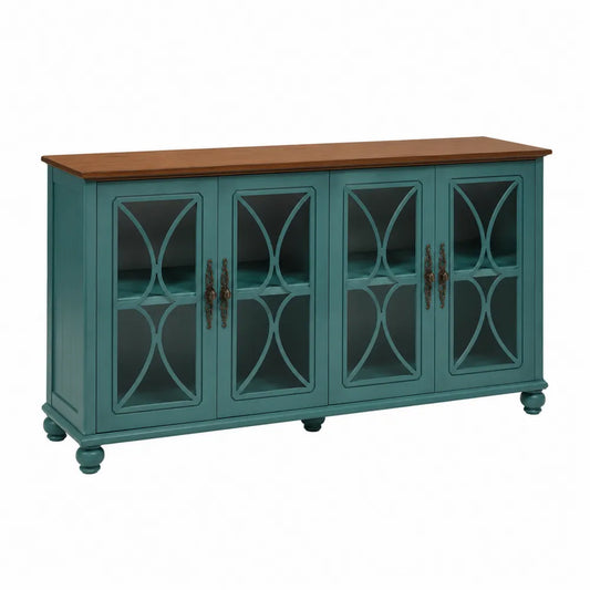 Credenza in Legno con Ante in Vetro Temperato