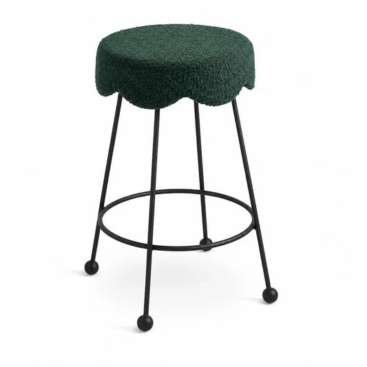 Sgabello in metallo e tessuto verde scuro